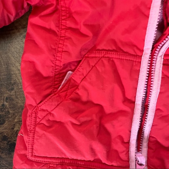 Mini boden toddler girl heavy lined coat Sz 2-3 years pink red full zip - Picture 3 of 5